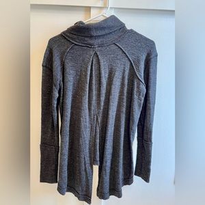 Free People Long Sleeve Turtleneck Tunic Top Split Back Charcoal Gray X-Small
